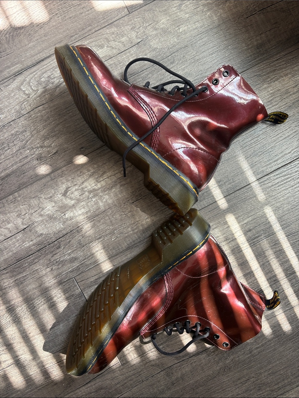 Dr. Martens Women's Glossy Burgundy Lace-Up Combat Boots